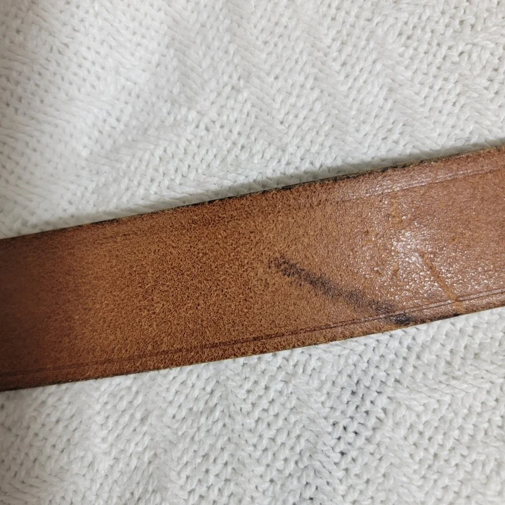Australian Tooled Leather Belt Brown Copper Tone Buckle Sz 30 Boomerang Cangaroo